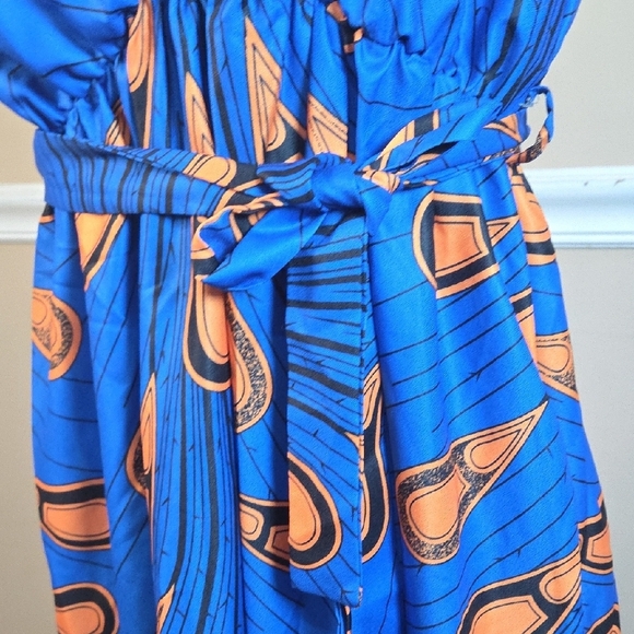 Blue Asymmetrical Ruffled One Shoulder Dress Size L - Picture 8 of 10